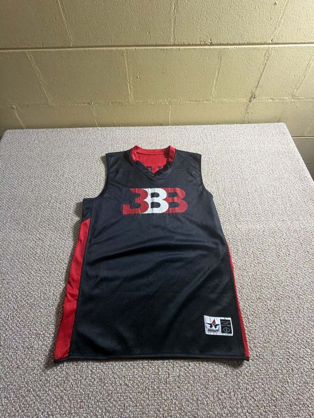 Alleson Athletic Men's 3BB Reversible Basketball Jersey Tank Top Black Red